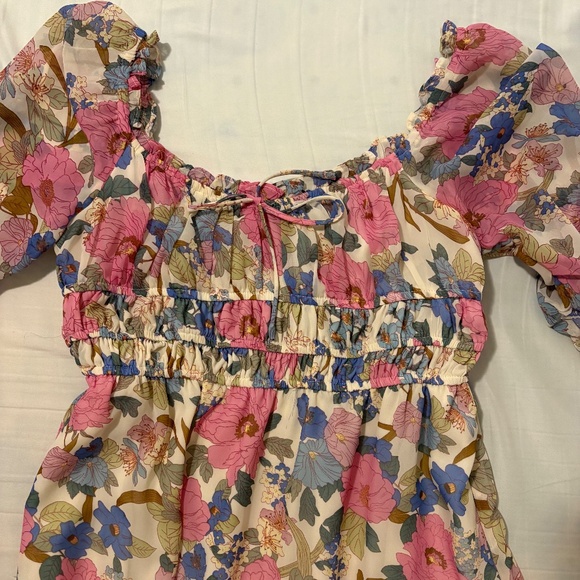 Bohme Pink & Blue Floral Midi Dress - Picture 3 of 4